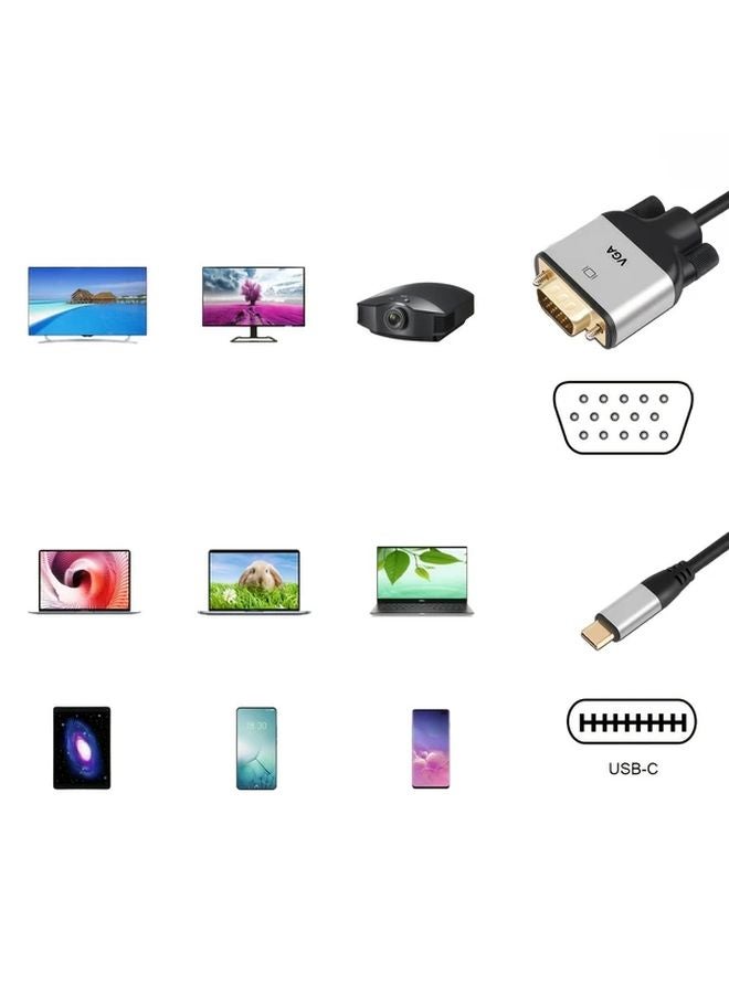 محول USB C إلى VGA كابل 3 أمتار أسود فضي محول فيديو عالي السرعة للشاشة - Image 5